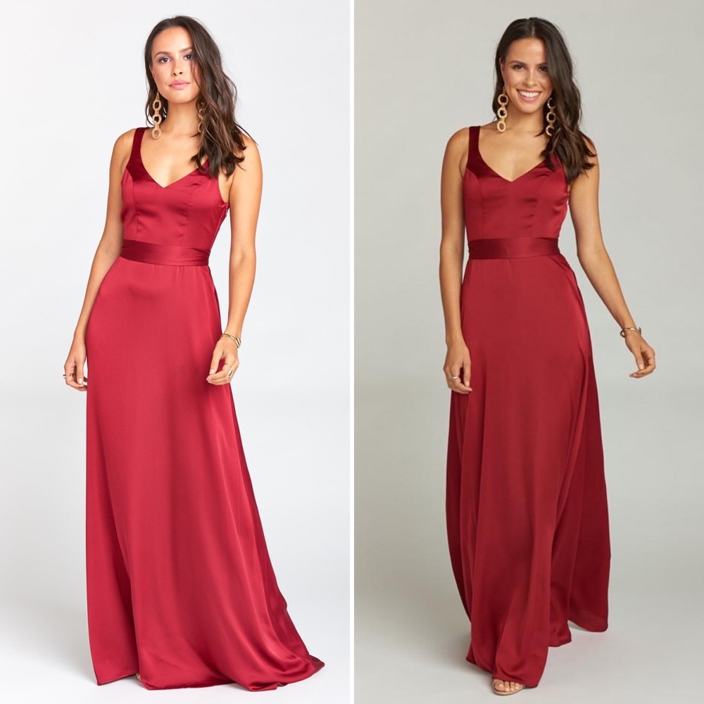 Show Me Your Mumu Ruby Red Satin Jenn Maxi Dress Gown Medium